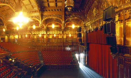 Meyer Self-Powered Loudspeaker Cluster installed in Scottish Rite Cathedral, Indianapolis